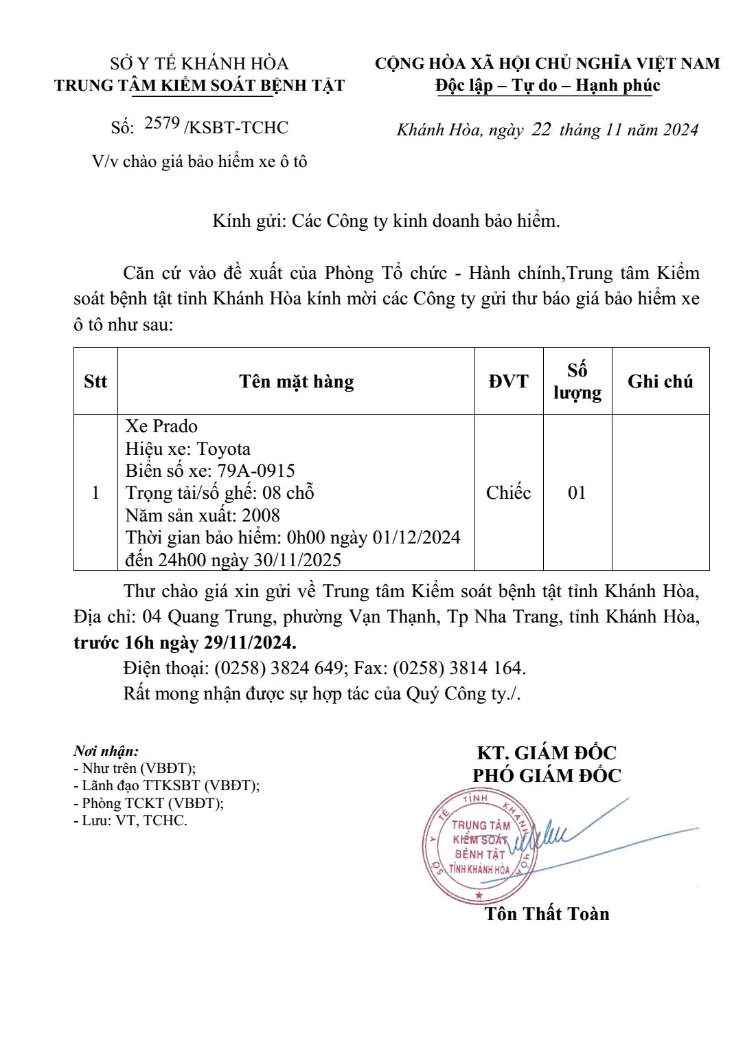 Chào giá bảo hiểm xe ô tô